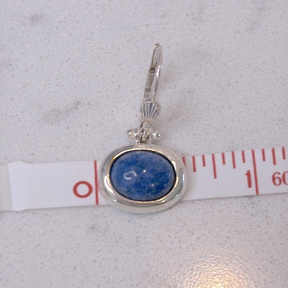 Vintage Sterling Silver Blue Lapis Drop Earrings - Picture 5 of 6